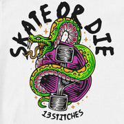 13Stitches Clothing, skate or die, snake, schlange, skate, skateboard, weiss, t-shirt, white, shirt, tshirt, tattoo design, tattoo clothing, tattoo apparel, tattoo motiv, tätowierung, streetwear